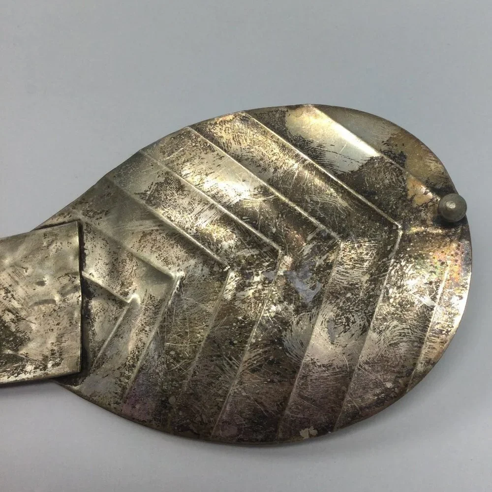 Vintage Silver Tone All Metal Belt Leaf Buckle
